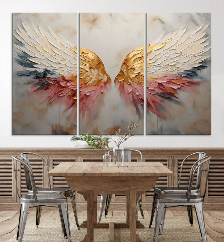 Oil Painting Style Abstract Angel Wing Wall Art Canvas Print