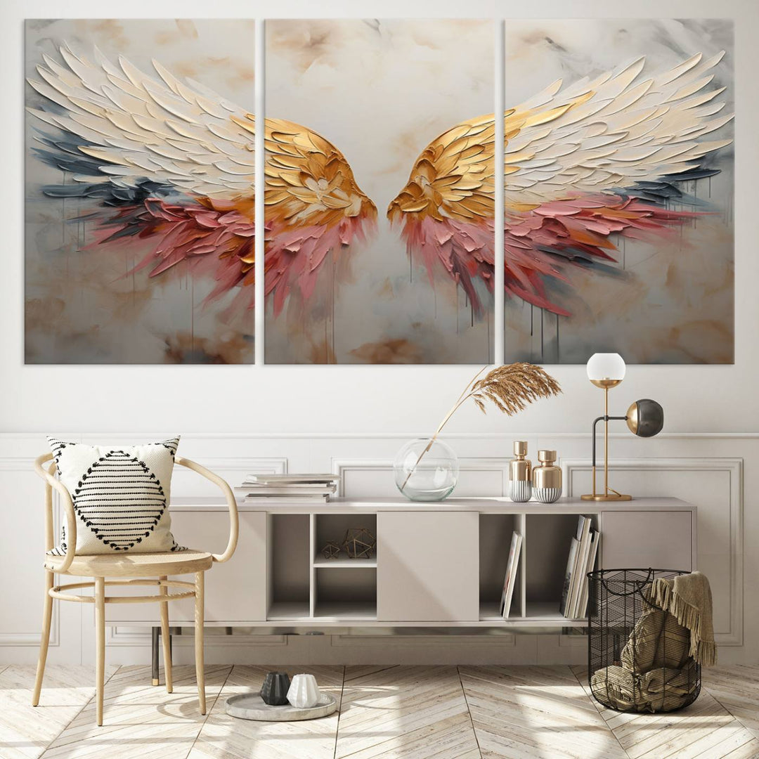 Oil Painting Style Abstract Angel Wing Wall Art Canvas Print