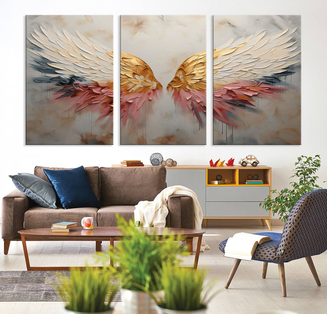 Oil Painting Style Abstract Angel Wing Wall Art Canvas Print