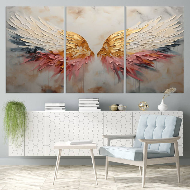 Oil Painting Style Abstract Angel Wing Wall Art Canvas Print