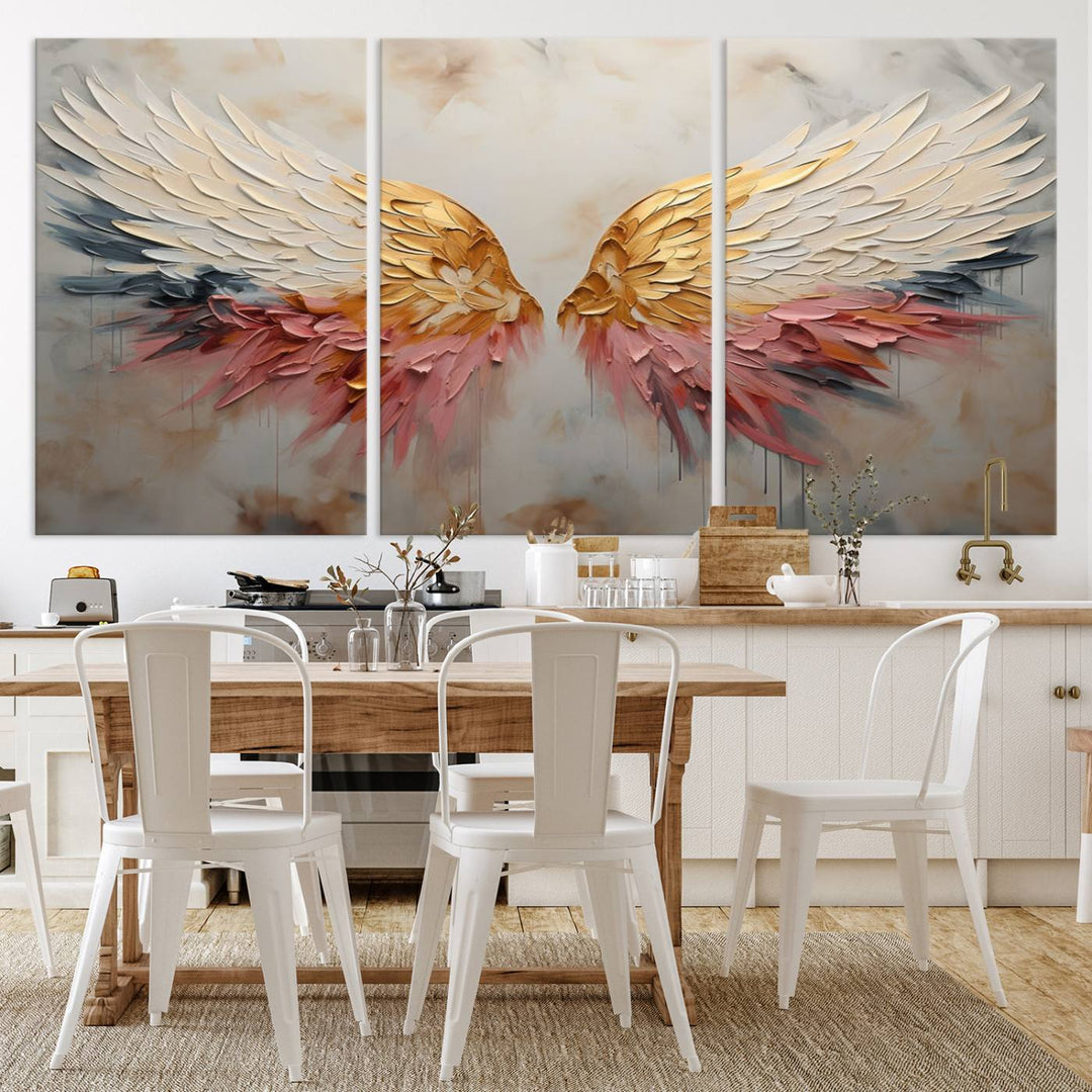 Oil Painting Style Abstract Angel Wing Wall Art Canvas Print