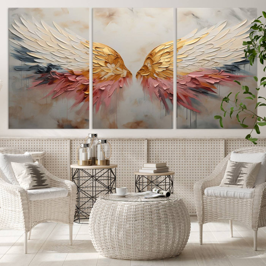 Oil Painting Style Abstract Angel Wing Wall Art Canvas Print