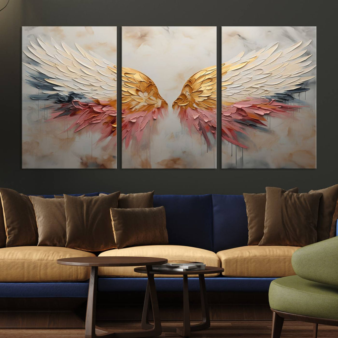 Oil Painting Style Abstract Angel Wing Wall Art Canvas Print