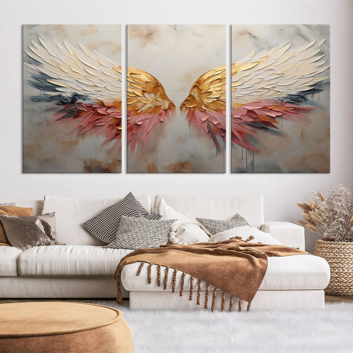 Oil Painting Style Abstract Angel Wing Wall Art Canvas Print