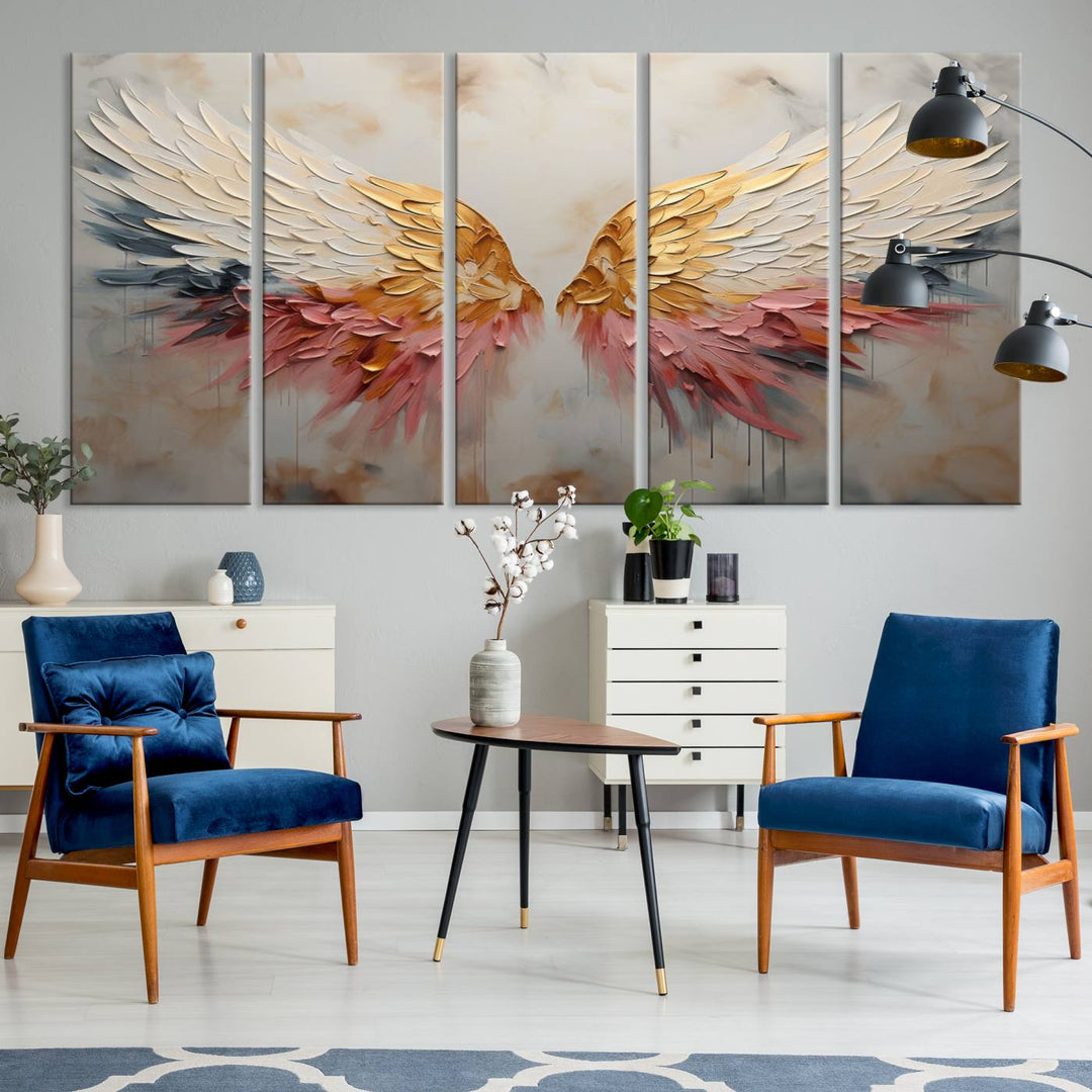 Oil Painting Style Abstract Angel Wing Wall Art Canvas Print