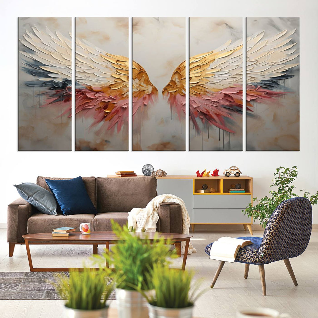 Oil Painting Style Abstract Angel Wing Wall Art Canvas Print