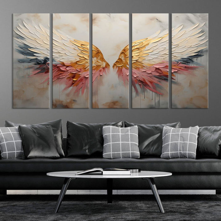 Oil Painting Style Abstract Angel Wing Wall Art Canvas Print