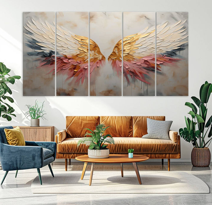 Oil Painting Style Abstract Angel Wing Wall Art Canvas Print