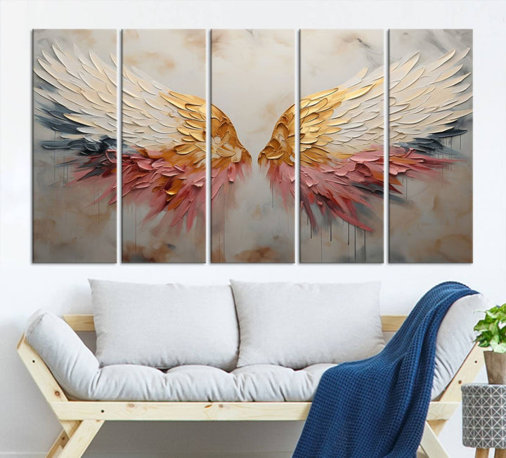 Oil Painting Style Abstract Angel Wing Wall Art Canvas Print