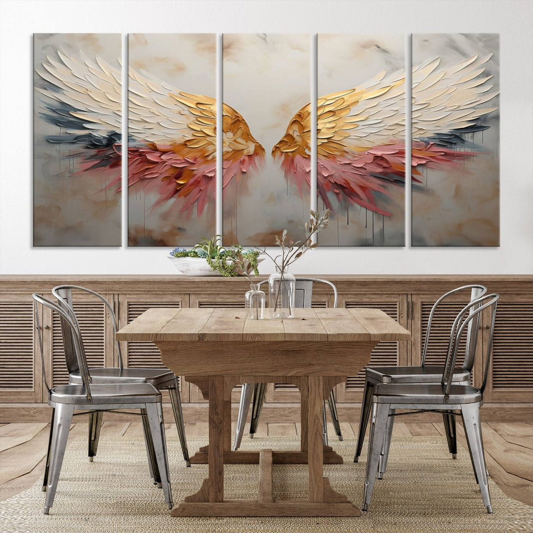 Oil Painting Style Abstract Angel Wing Wall Art Canvas Print