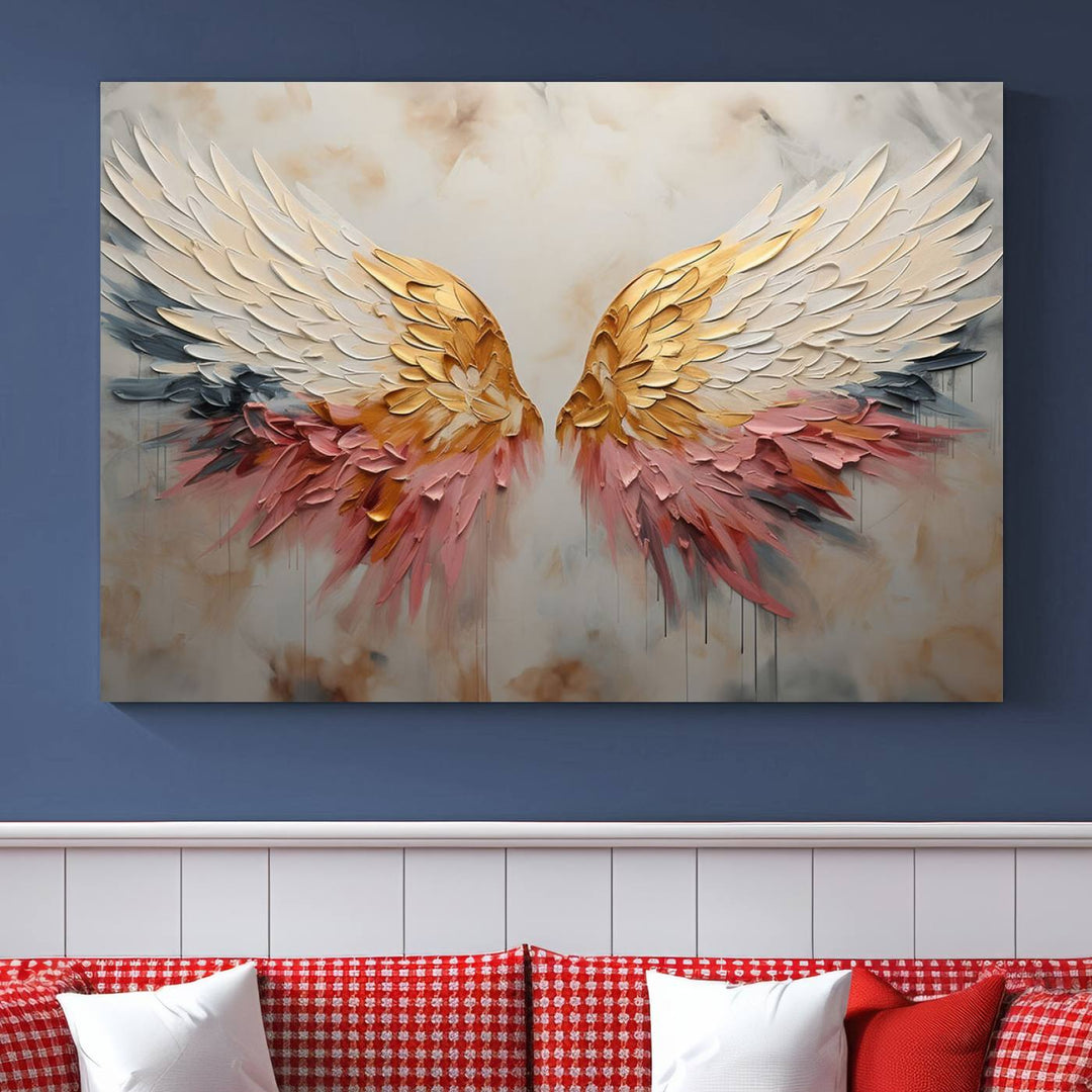 Oil Painting Style Abstract Angel Wing Wall Art Canvas Print