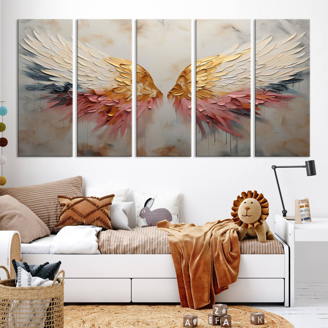 Oil Painting Style Abstract Angel Wing Wall Art Canvas Print