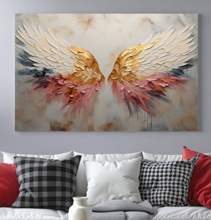 Oil Painting Style Abstract Angel Wing Wall Art Canvas Print