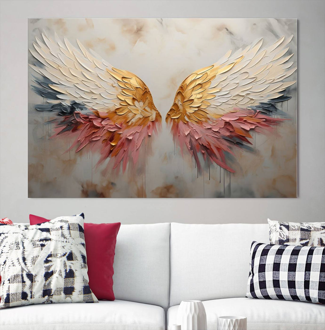 Oil Painting Style Abstract Angel Wing Wall Art Canvas Print