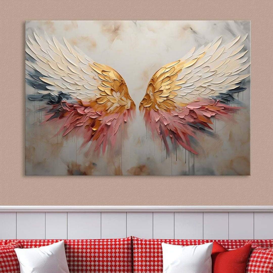 Oil Painting Style Abstract Angel Wing Wall Art Canvas Print