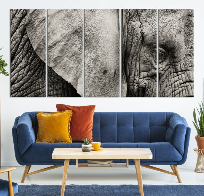 Old Elephant Extra Large Canvas Art Print Animal Wall Decor for Hallway