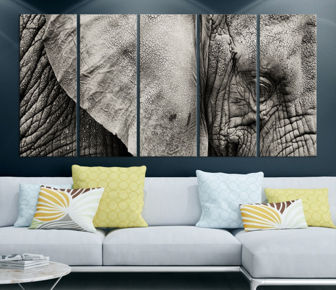 Old Elephant Extra Large Canvas Art Print Animal Wall Decor for Hallway