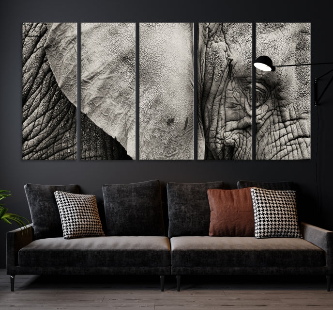 Old Elephant Extra Large Canvas Art Print Animal Wall Decor for Hallway