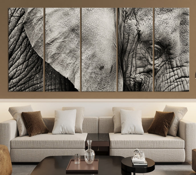 Old Elephant Extra Large Canvas Art Print Animal Wall Decor for Hallway