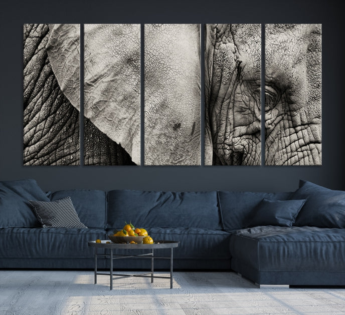 Old Elephant Extra Large Canvas Art Print Animal Wall Decor for Hallway