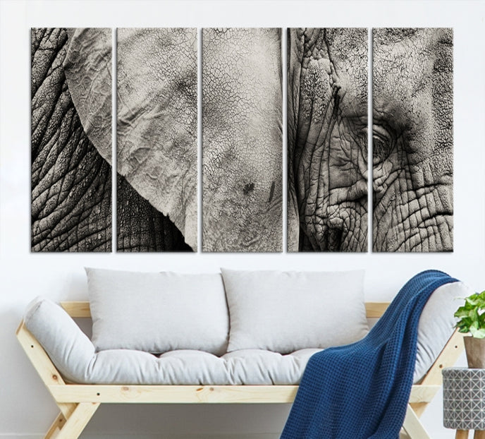 Old Elephant Extra Large Canvas Art Print Animal Wall Decor for Hallway