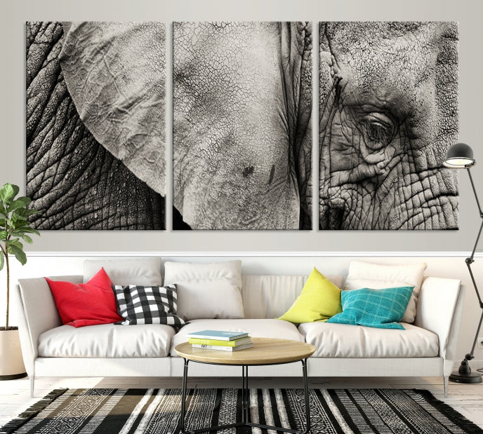 Old Elephant Extra Large Canvas Art Print Animal Wall Decor for Hallway