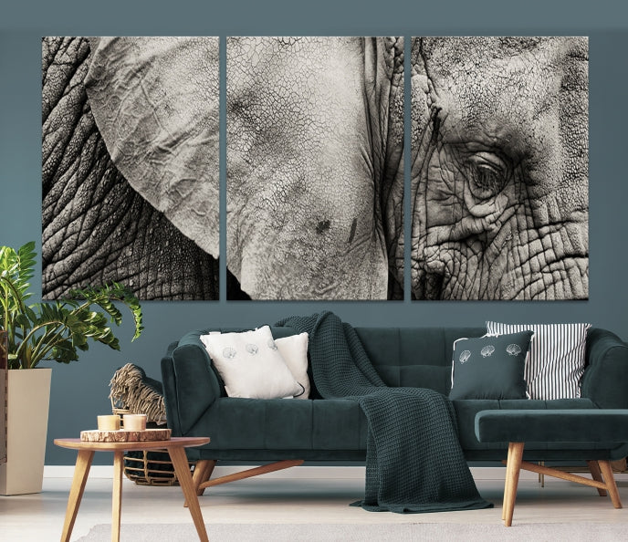 Old Elephant Extra Large Canvas Art Print Animal Wall Decor for Hallway