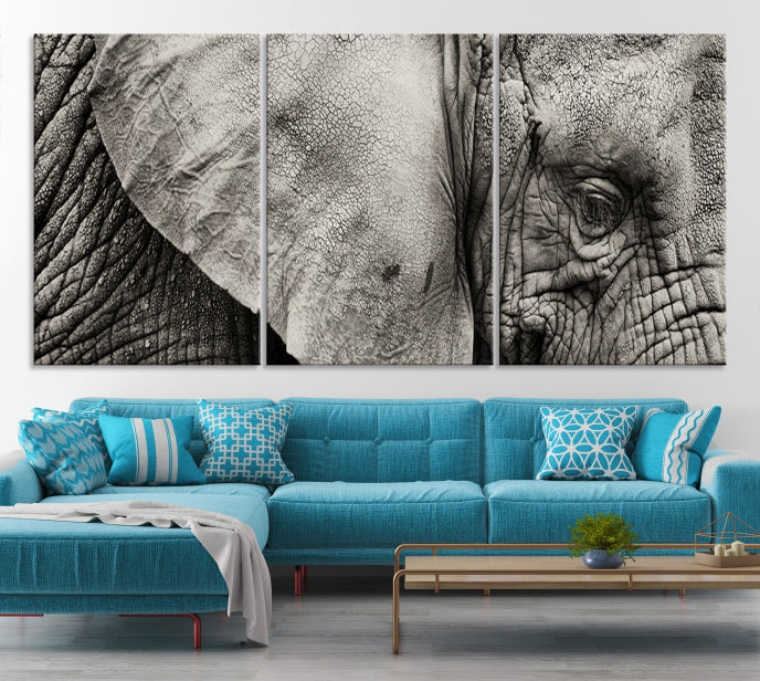 Old Elephant Extra Large Canvas Art Print Animal Wall Decor for Hallway