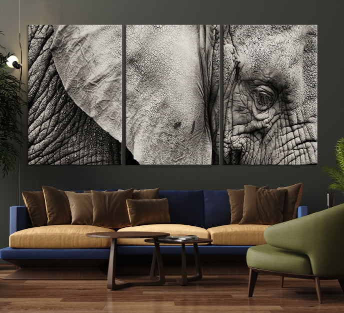 Old Elephant Extra Large Canvas Art Print Animal Wall Decor for Hallway