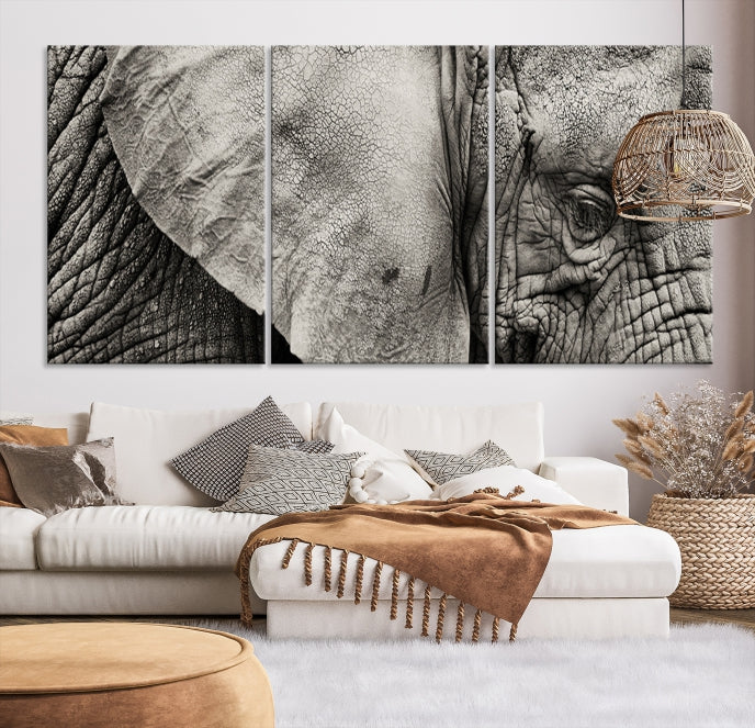 Old Elephant Extra Large Canvas Art Print Animal Wall Decor for Hallway