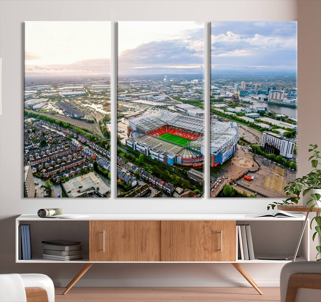 Old Trafford Manchester Football Stadium Wall Art Canvas Print