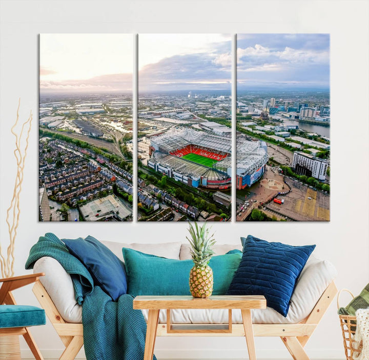 Old Trafford Manchester Football Stadium Wall Art Canvas Print