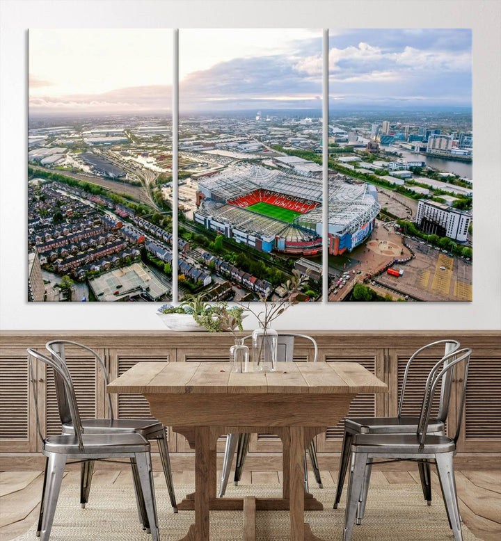 Old Trafford Manchester Football Stadium Wall Art Canvas Print