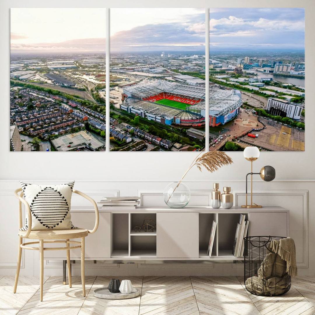 Old Trafford Manchester Football Stadium Wall Art Canvas Print