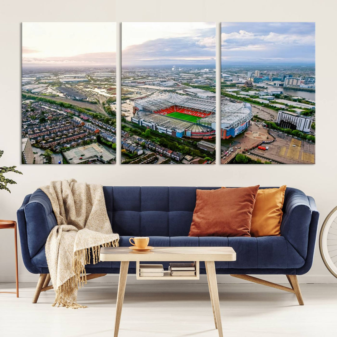 Old Trafford Manchester Football Stadium Wall Art Canvas Print