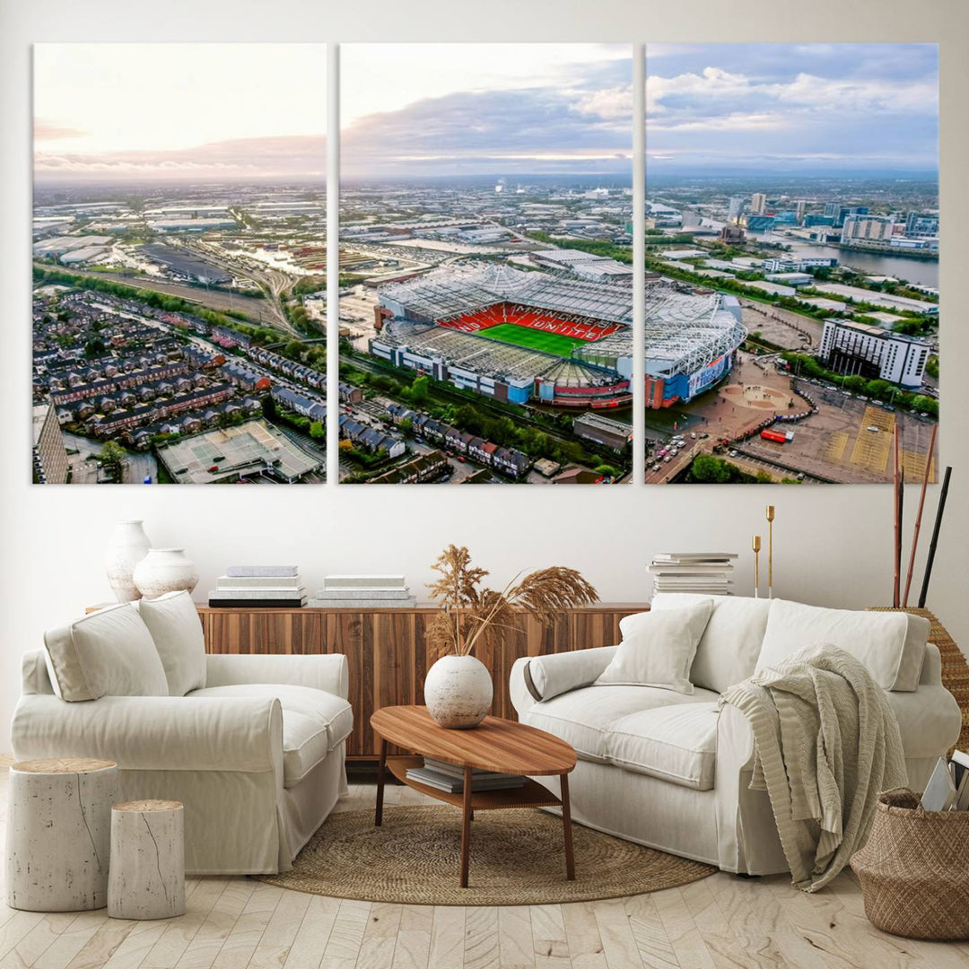 Old Trafford Manchester Football Stadium Wall Art Canvas Print