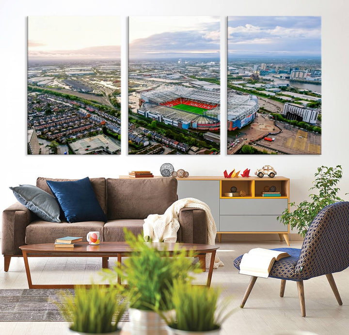 Old Trafford Manchester Football Stadium Wall Art Canvas Print