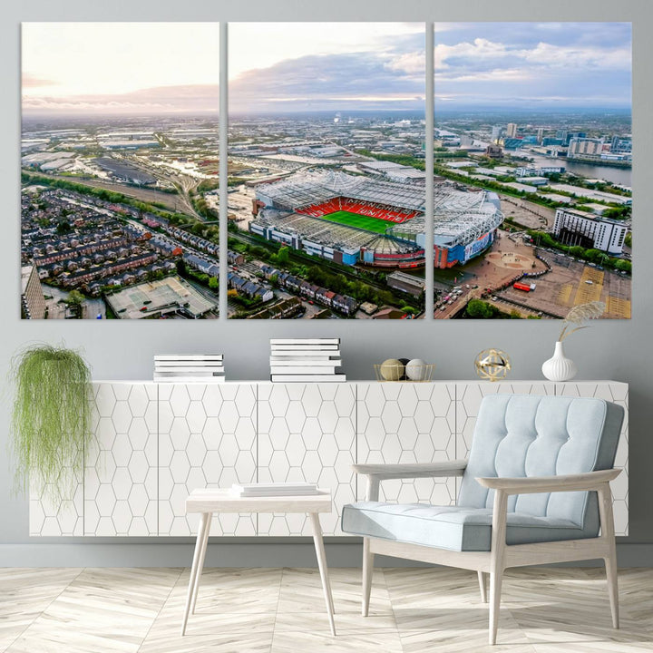 Old Trafford Manchester Football Stadium Wall Art Canvas Print