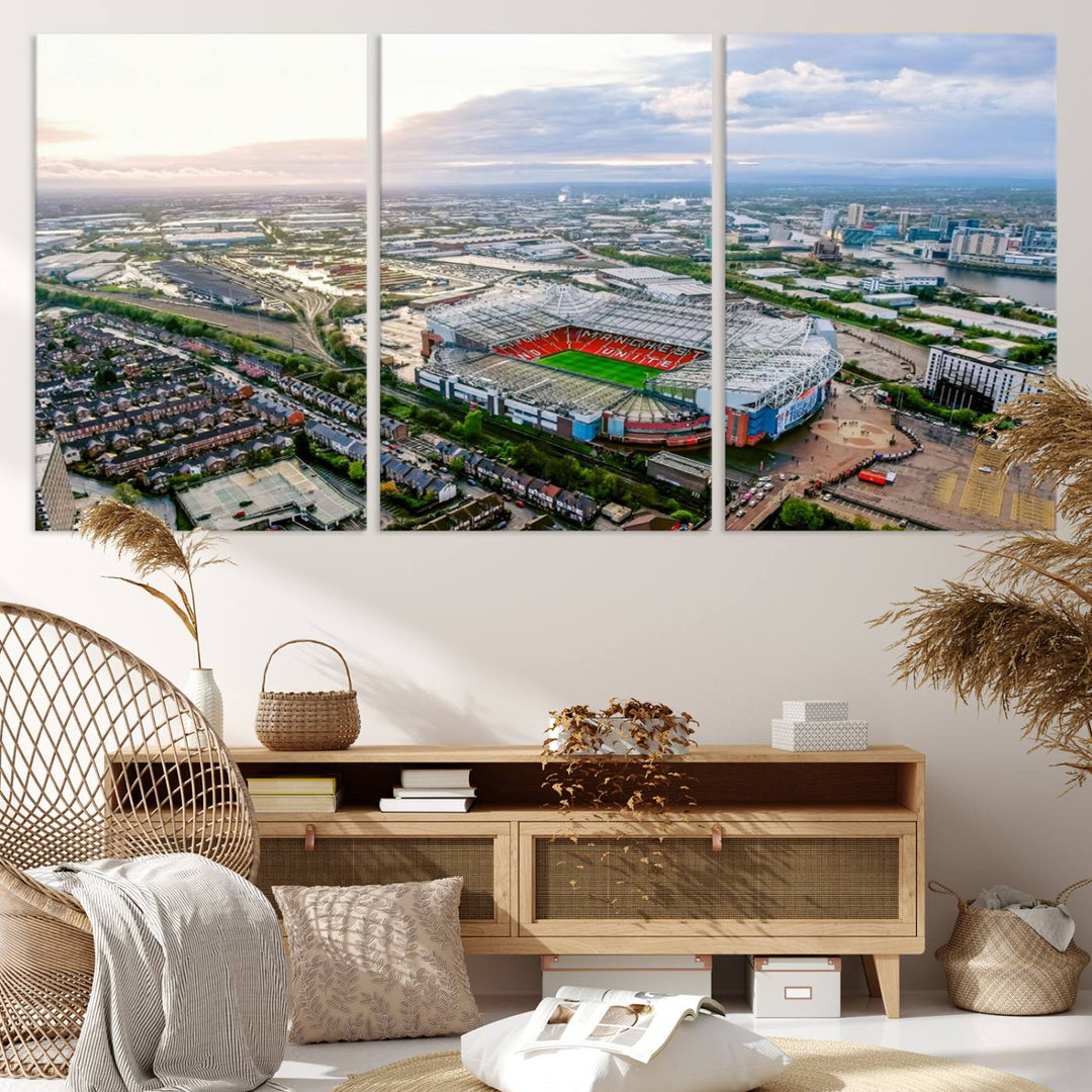 Old Trafford Manchester Football Stadium Wall Art Canvas Print