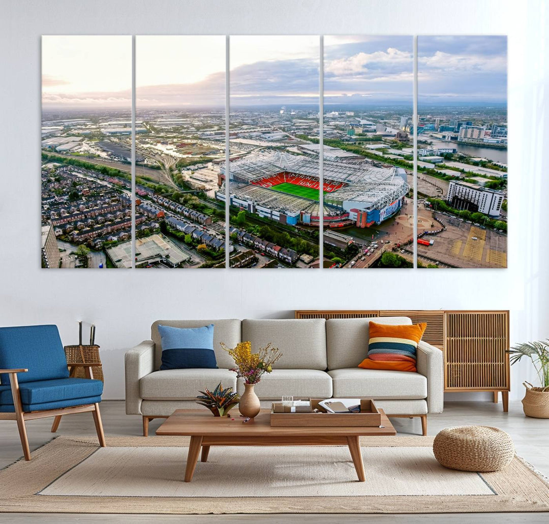 Old Trafford Manchester Football Stadium Wall Art Canvas Print