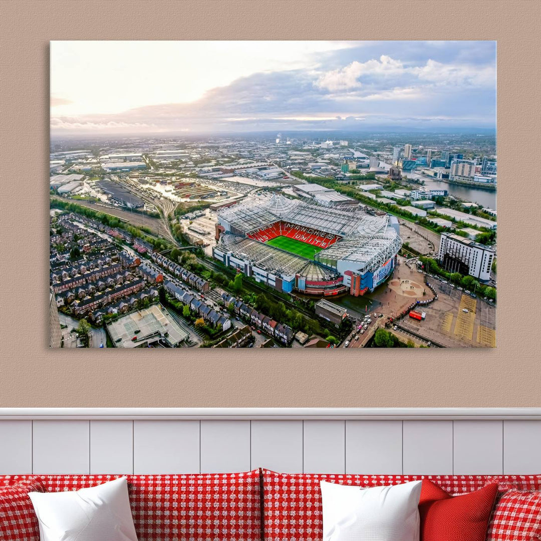 Old Trafford Manchester Football Stadium Wall Art Canvas Print