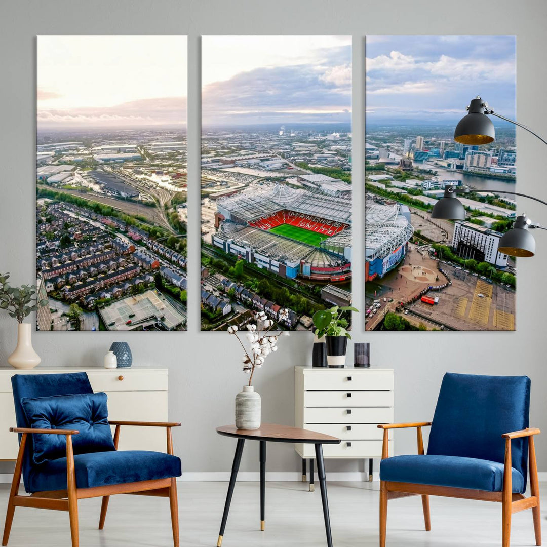 Old Trafford Manchester Football Stadium Wall Art Canvas Print