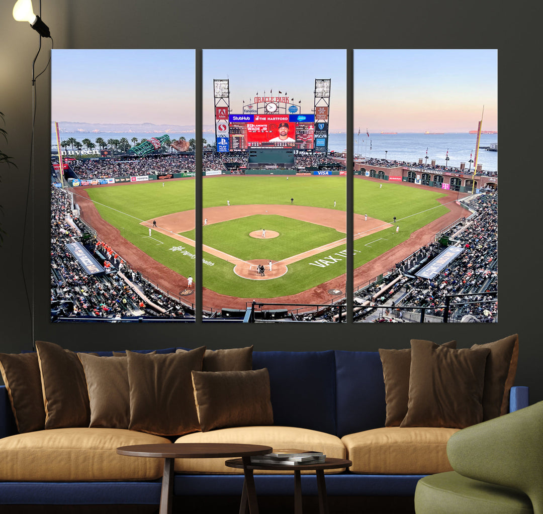 Oracle Park Wall Art Print San Francisco Giants Stadium Canvas Print Baseball Wall Art, MLB Wall Decor, Baseball Lover Gifts Dorm Wall Decor