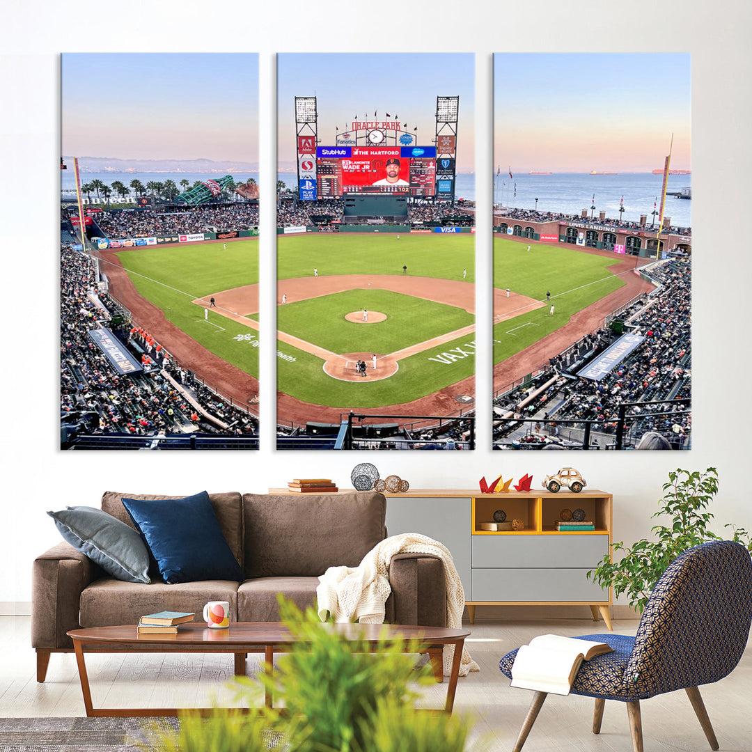 Oracle Park Wall Art Print San Francisco Giants Stadium Canvas Print Baseball Wall Art, MLB Wall Decor, Baseball Lover Gifts Dorm Wall Decor