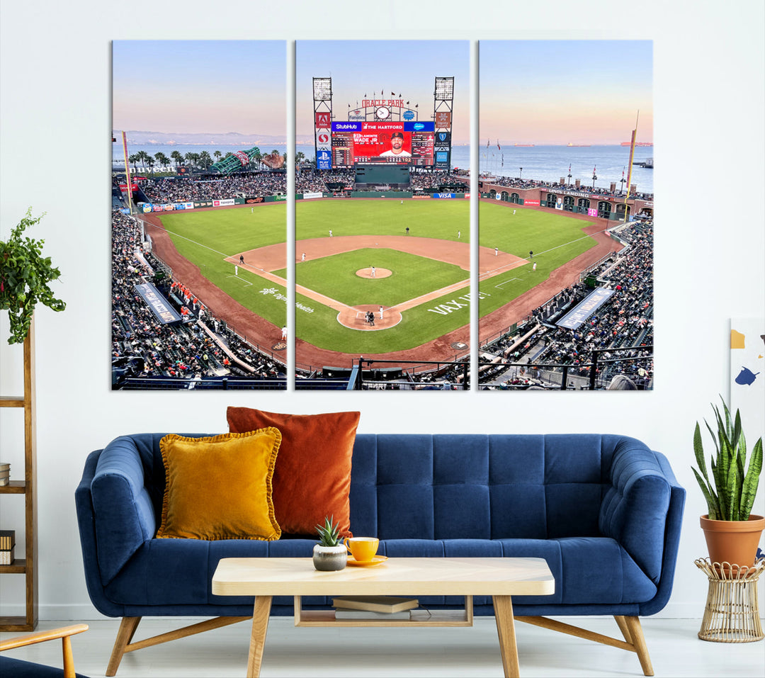 Oracle Park Wall Art Print San Francisco Giants Stadium Canvas Print Baseball Wall Art, MLB Wall Decor, Baseball Lover Gifts Dorm Wall Decor