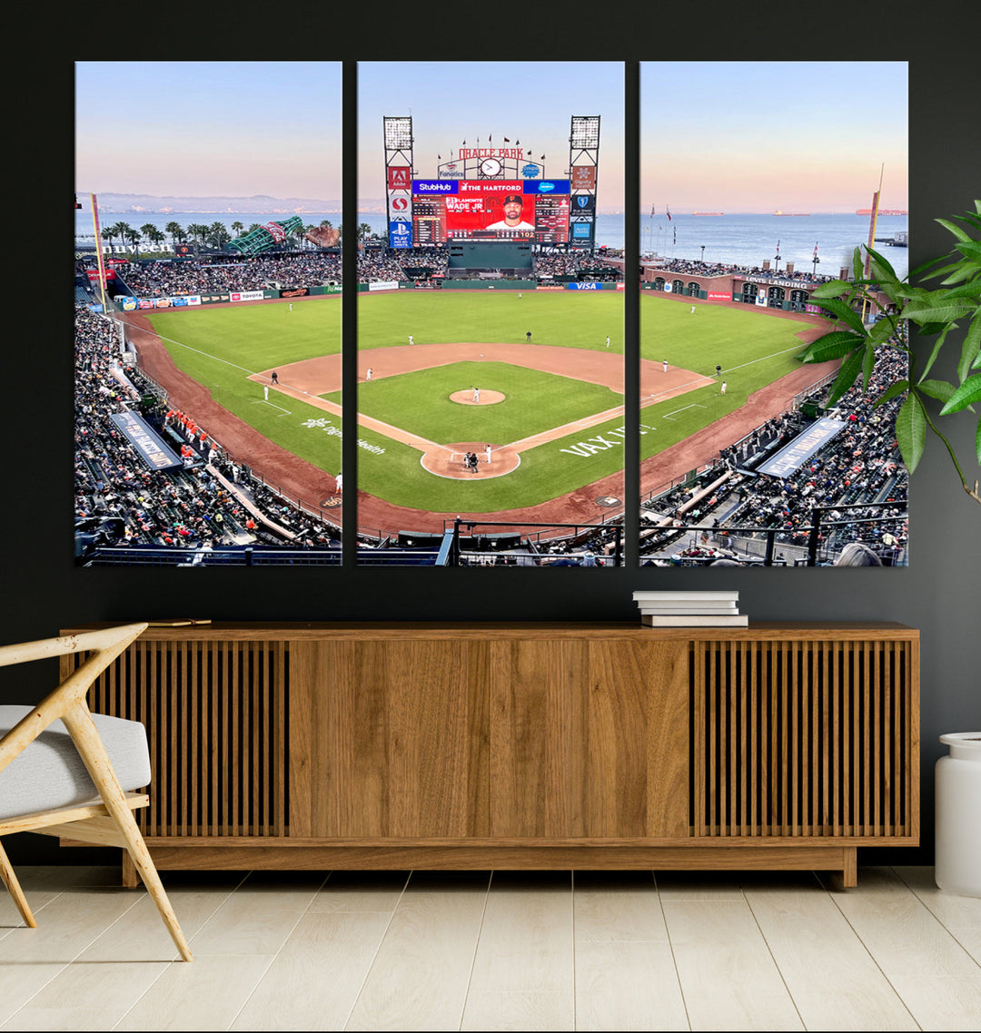 Oracle Park Wall Art Print San Francisco Giants Stadium Canvas Print Baseball Wall Art, MLB Wall Decor, Baseball Lover Gifts Dorm Wall Decor