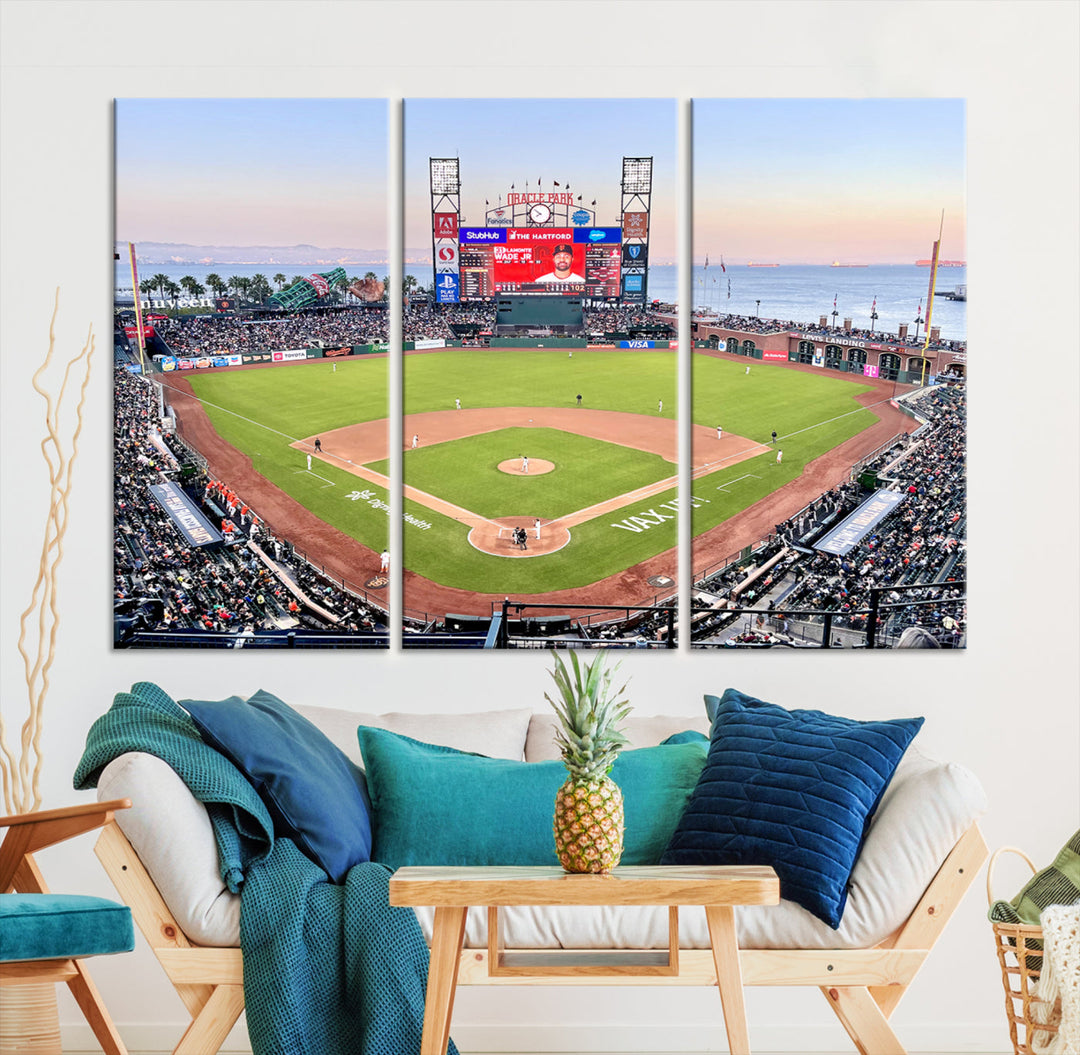 Oracle Park Wall Art Print San Francisco Giants Stadium Canvas Print Baseball Wall Art, MLB Wall Decor, Baseball Lover Gifts Dorm Wall Decor