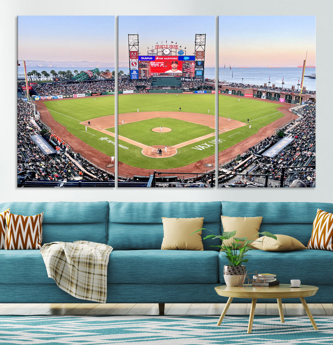 Oracle Park Wall Art Print San Francisco Giants Stadium Canvas Print Baseball Wall Art, MLB Wall Decor, Baseball Lover Gifts Dorm Wall Decor