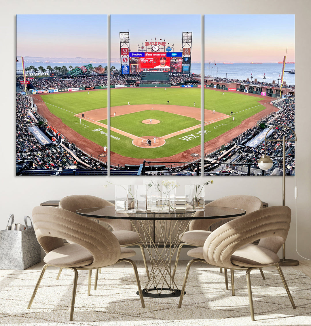 Oracle Park Wall Art Print San Francisco Giants Stadium Canvas Print Baseball Wall Art, MLB Wall Decor, Baseball Lover Gifts Dorm Wall Decor