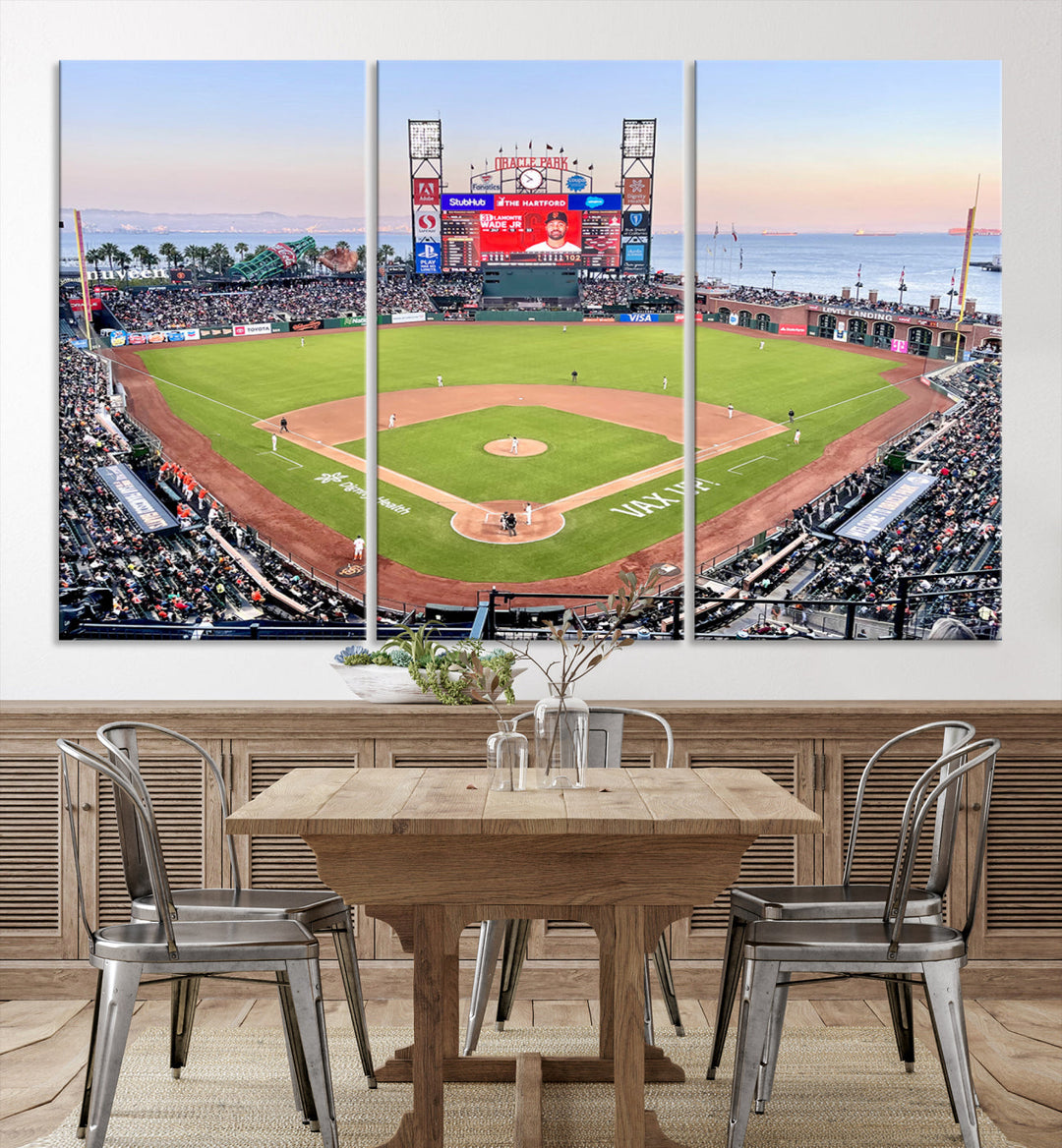 Oracle Park Wall Art Print San Francisco Giants Stadium Canvas Print Baseball Wall Art, MLB Wall Decor, Baseball Lover Gifts Dorm Wall Decor